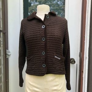 ❌SOLD❌ Vintage • Brown Waffle Knit Sweater Jacket